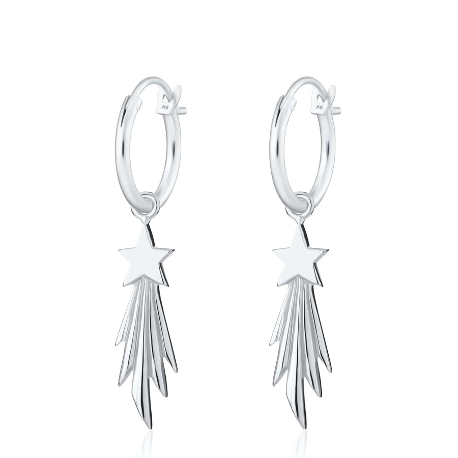 Silver Shooting Star Charm Hoop Earrings CHESSST-MINI