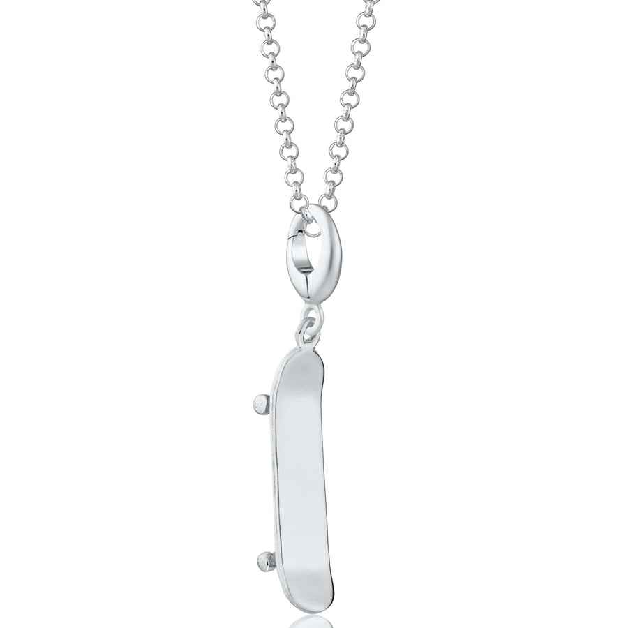 Silver Skateboard Necklace CNSSKABO-1