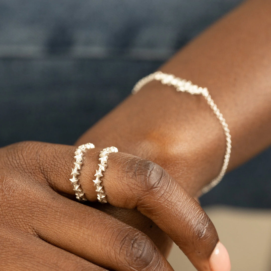 Silver Star Cluster Stacking Ring RSSC1