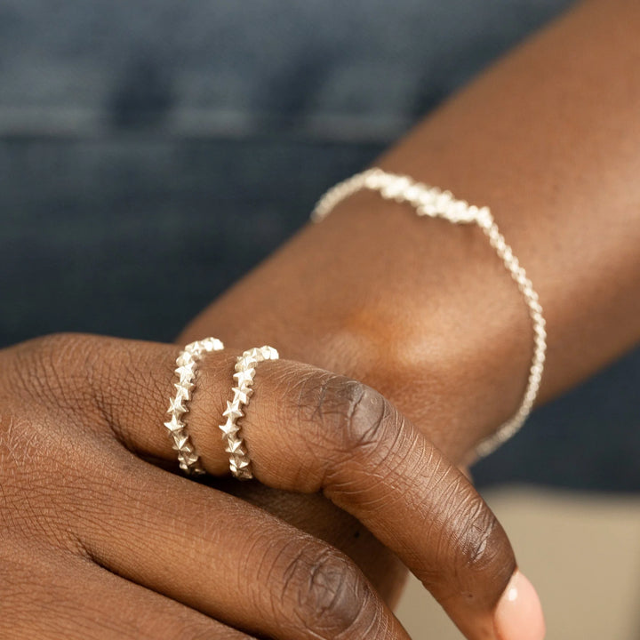 Silver Star Cluster Stacking Ring RSSC1