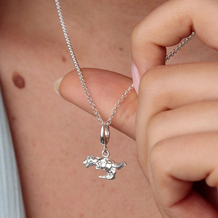 Silver T-Rex Dinosaur Charm CSTREX