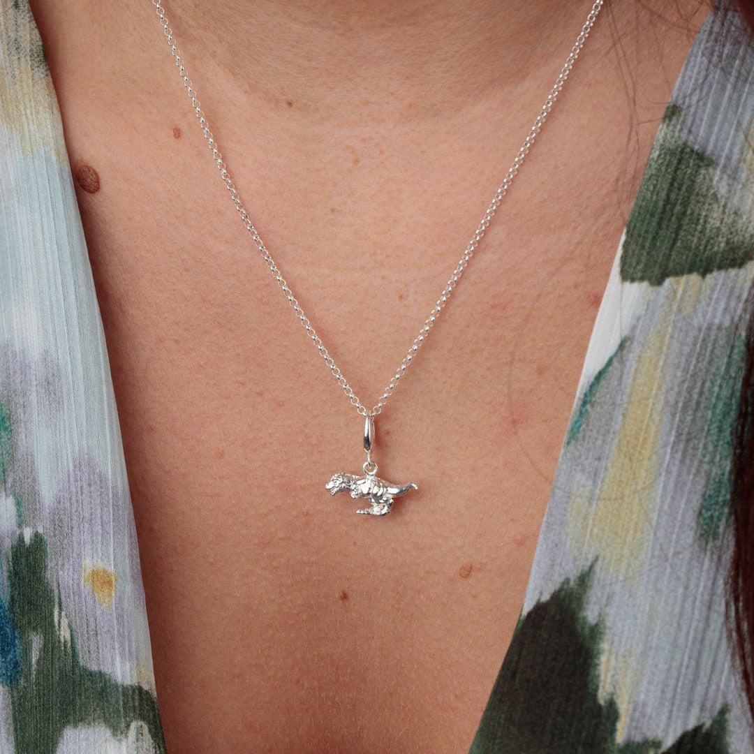 Silver T-Rex Dinosaur Necklace CNSTREX-1