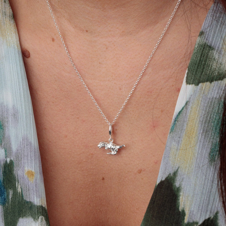 Silver T-Rex Dinosaur Necklace CNSTREX-1