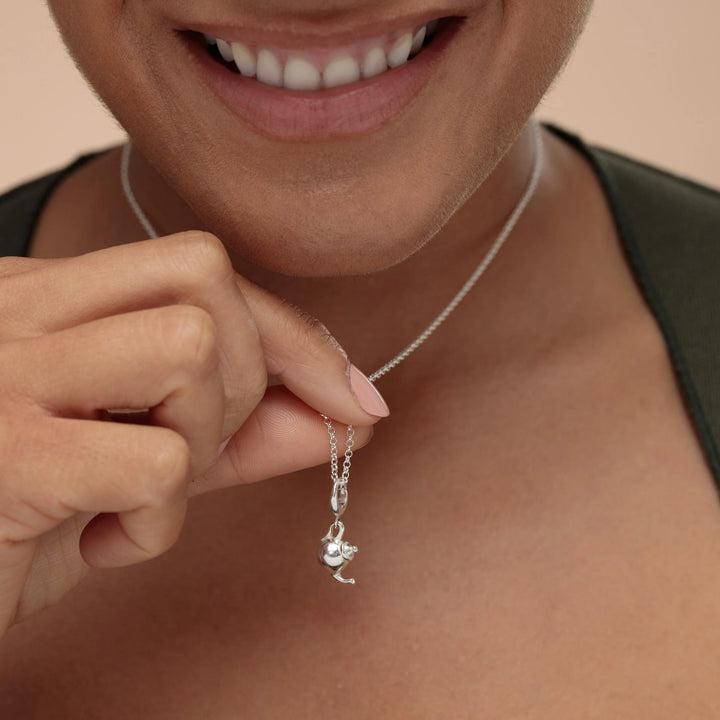 Silver Teapot Necklace CNSTP-1