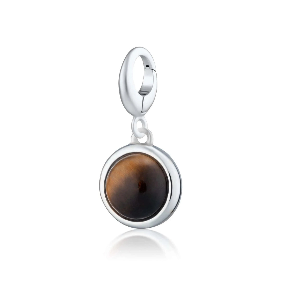 Silver Tigers Eye Healing Courage Stone Charm CSHSTE