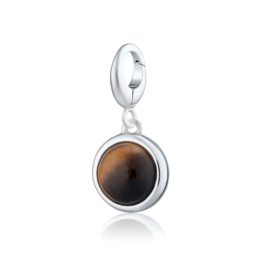 Silver Tigers Eye Healing Courage Stone Charm CSHSTE