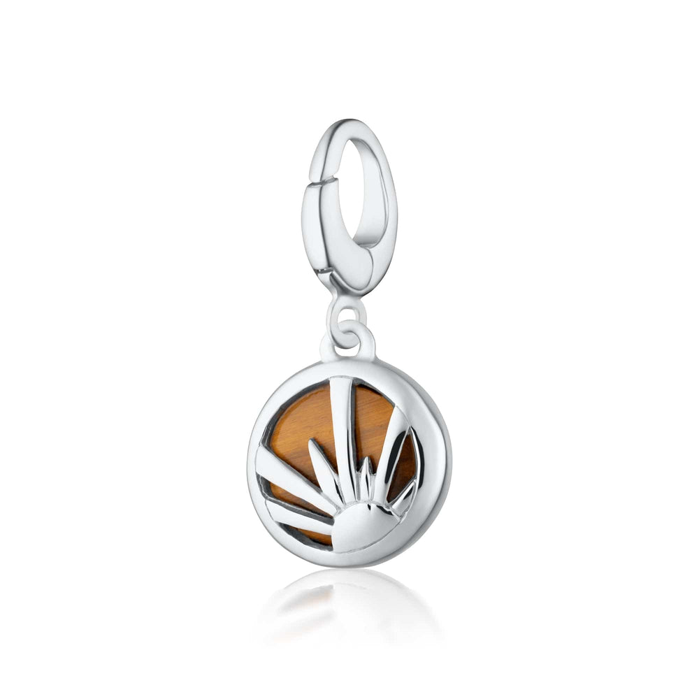 Silver Tigers Eye Healing Courage Stone Charm CSHSTE