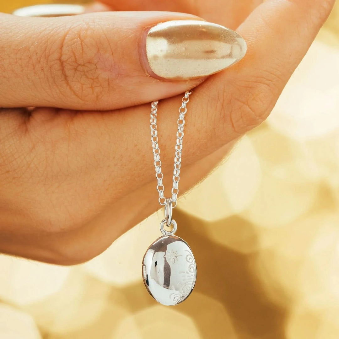 Silver Tiny Celestial Locket Necklace LNSTC-1