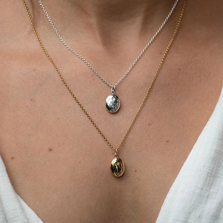 Silver Tiny Celestial Locket Necklace LNSTC-1