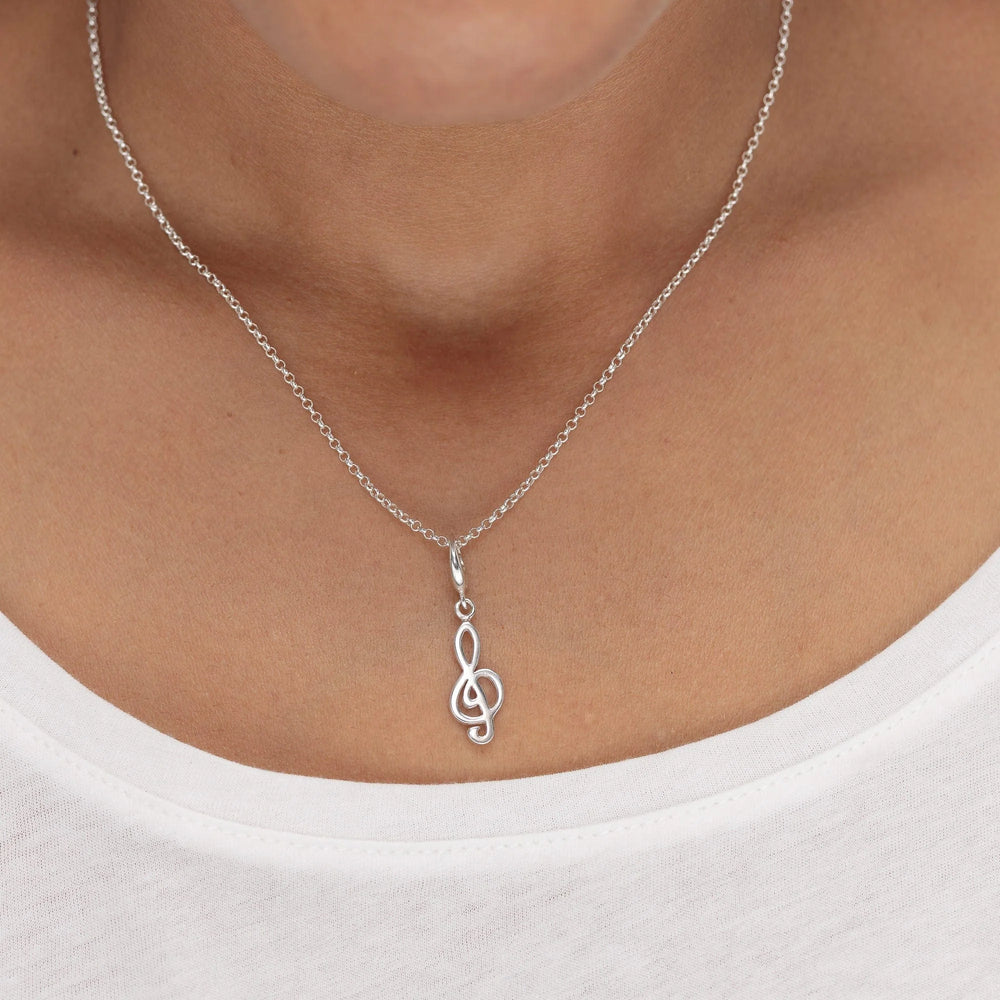 Silver Treble Clef Necklace CNSMS-1