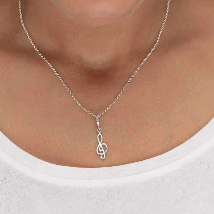 Silver Treble Clef Necklace CNSMS-1