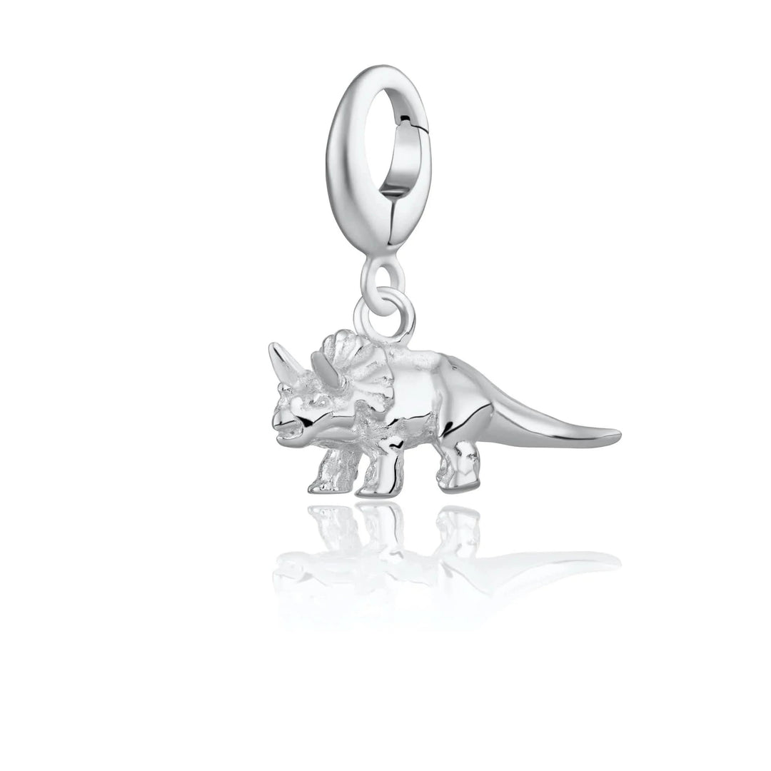 Silver Triceratops Dinosaur Charm CSTRI