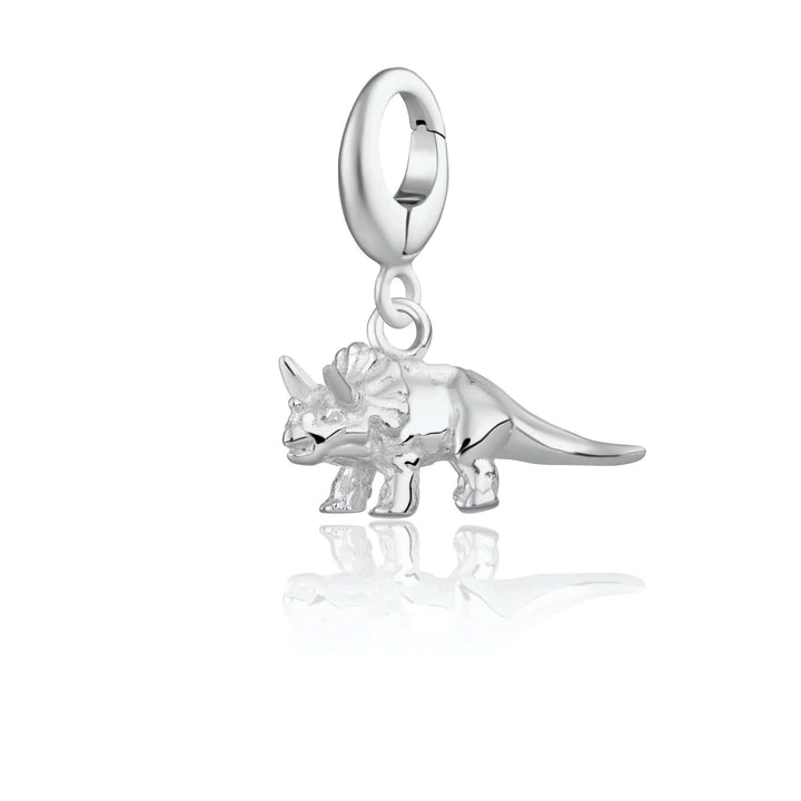 Silver Triceratops Dinosaur Charm CSTRI