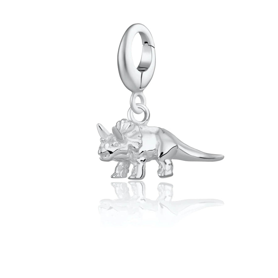 Silver Triceratops Dinosaur Charm CSTRI