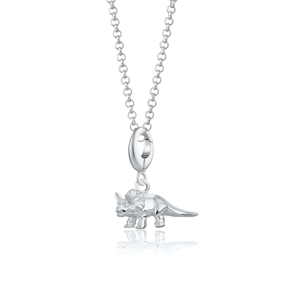 Silver Triceratops Dinosaur Necklace CNSTRI-1