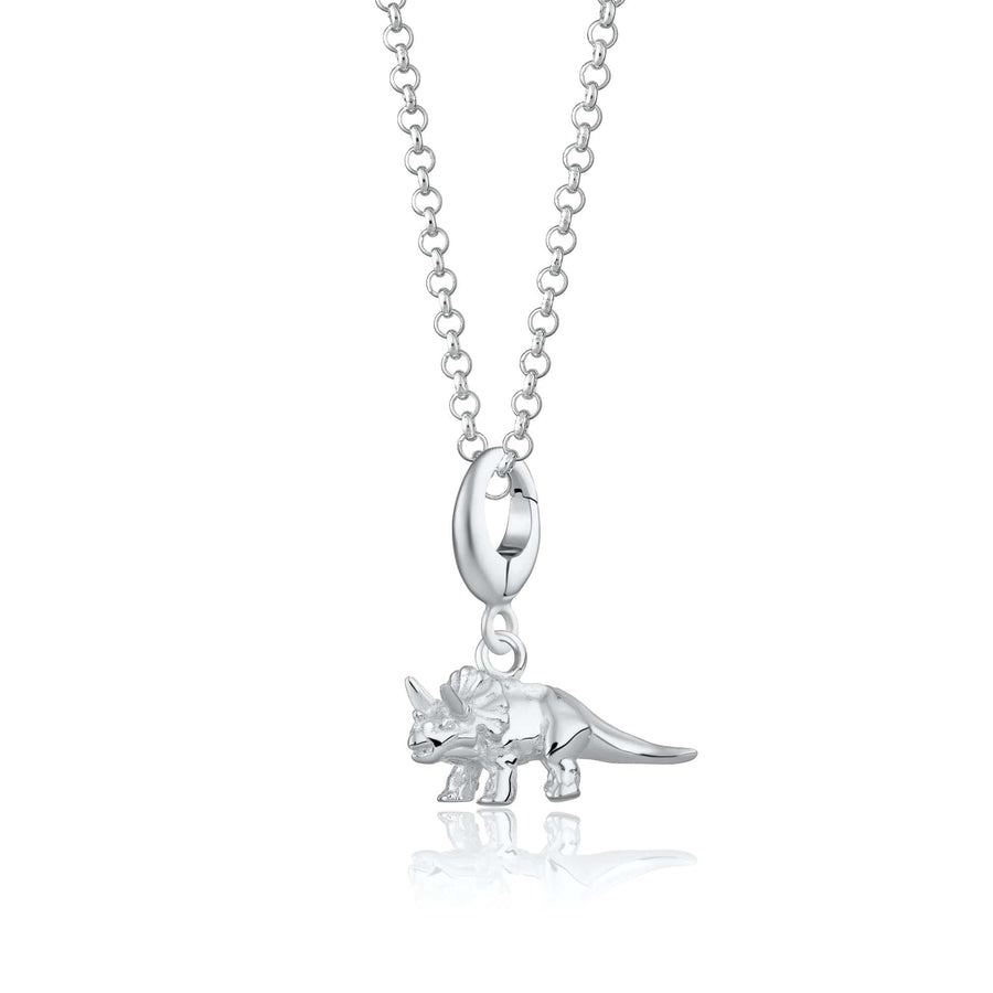 Silver Triceratops Dinosaur Necklace CNSTRI-1