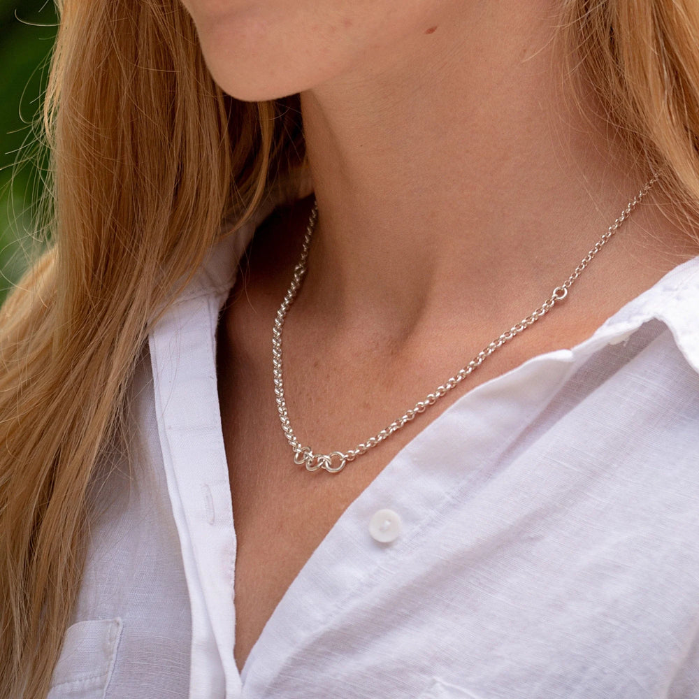 Silver Trinity Charm Collector Necklace CHCSTRIN