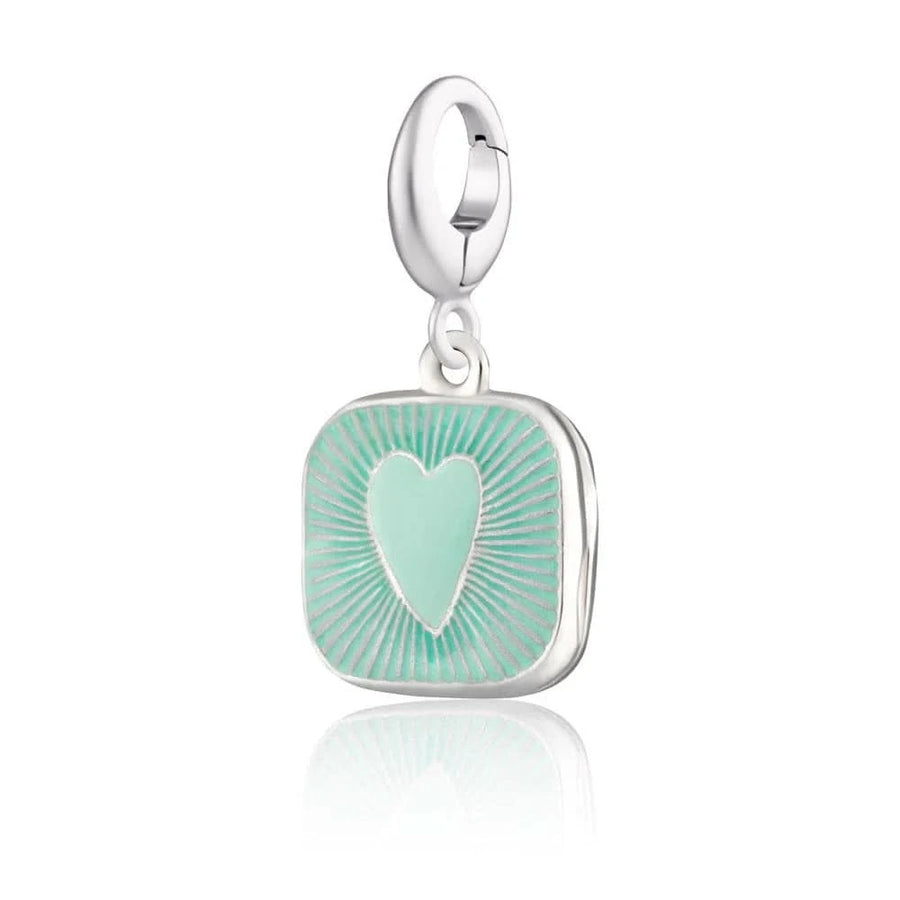 Silver Turquoise Heart Locket Charm CSHLTU