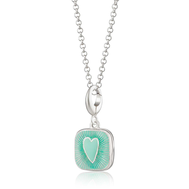 Silver Turquoise Heart Locket Necklace CNSHLTU-1