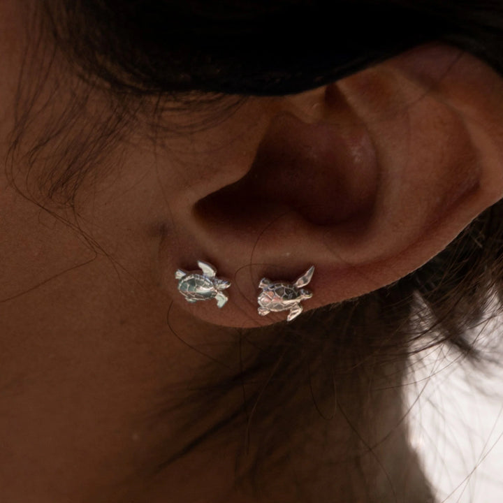 Silver Turtle Stud Earrings SESTU