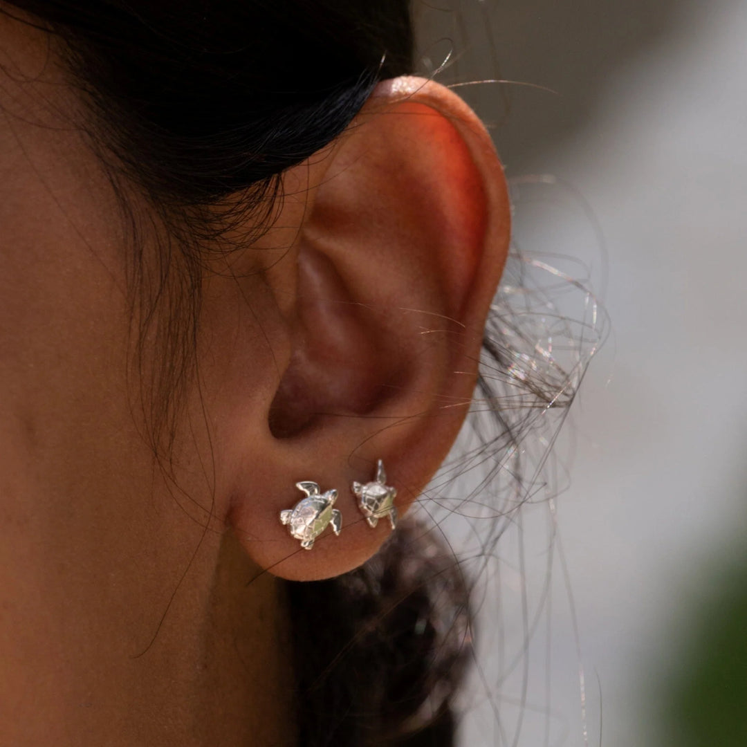 Silver Turtle Stud Earrings SESTU