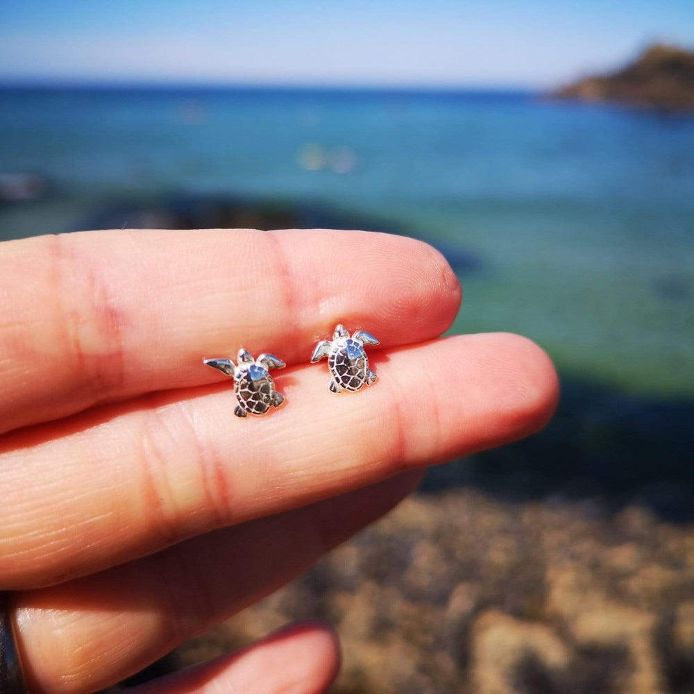 Silver Turtle Stud Earrings SESTU