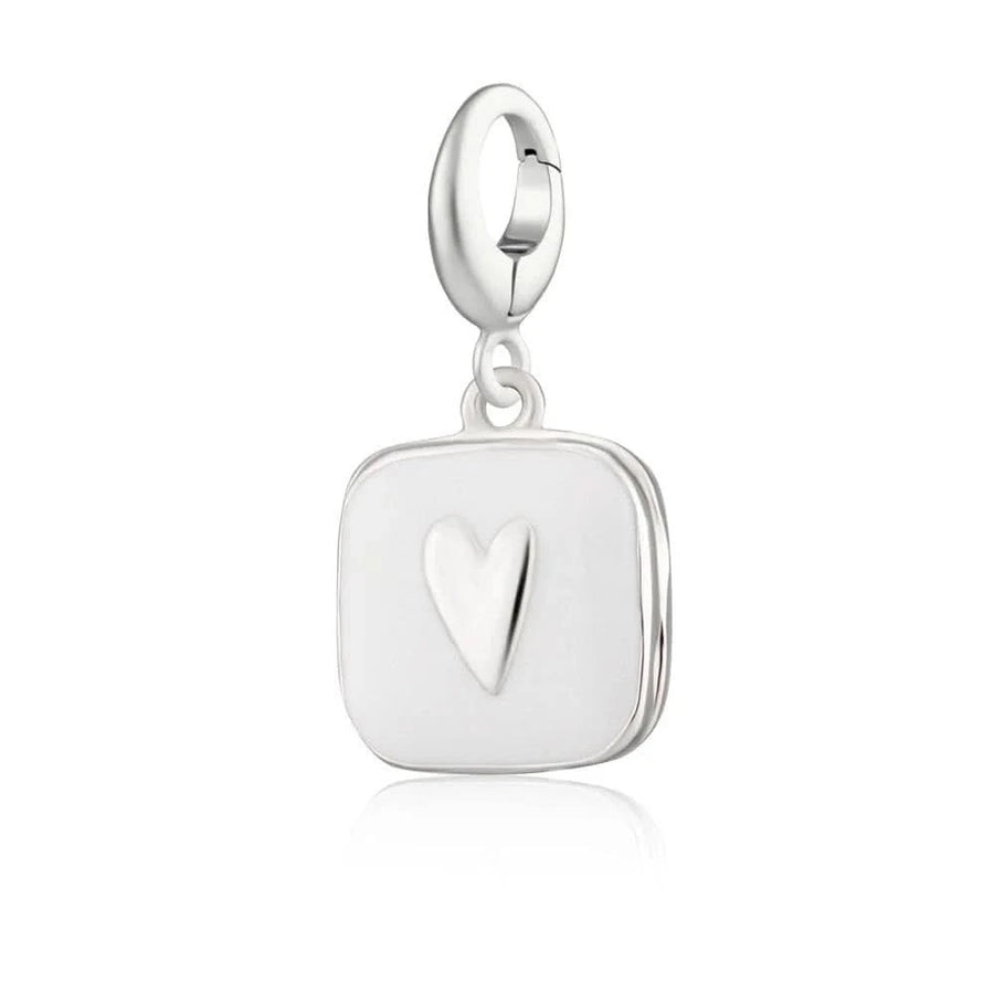 Silver White Heart Locket Charm CSHLWH