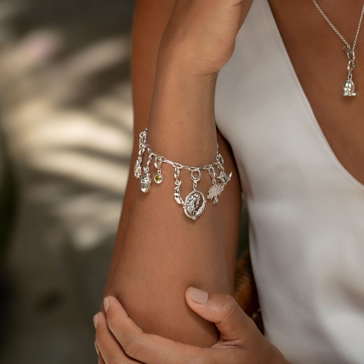 Silver Oval Link Charm Bracelet CBRSOVAL