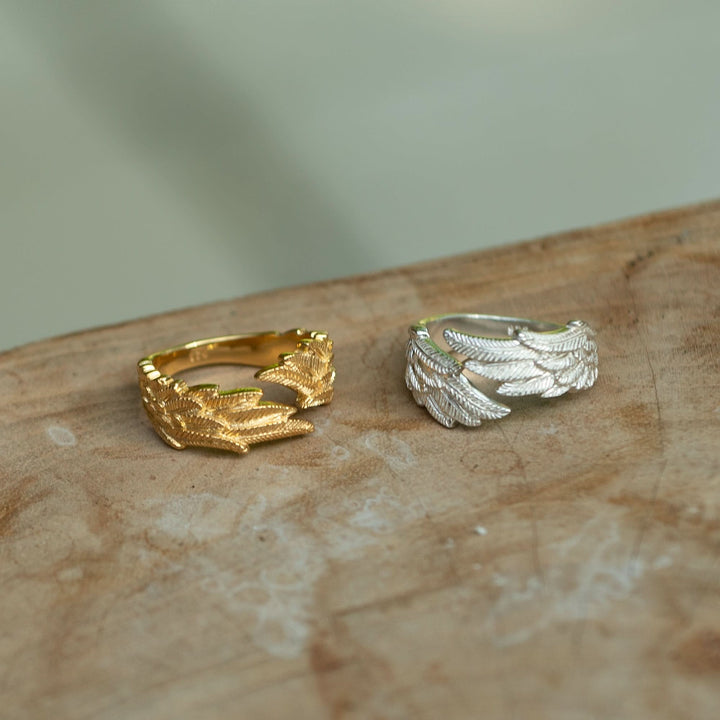 Gold Plated Angel Wing Hug Ring RGAWING