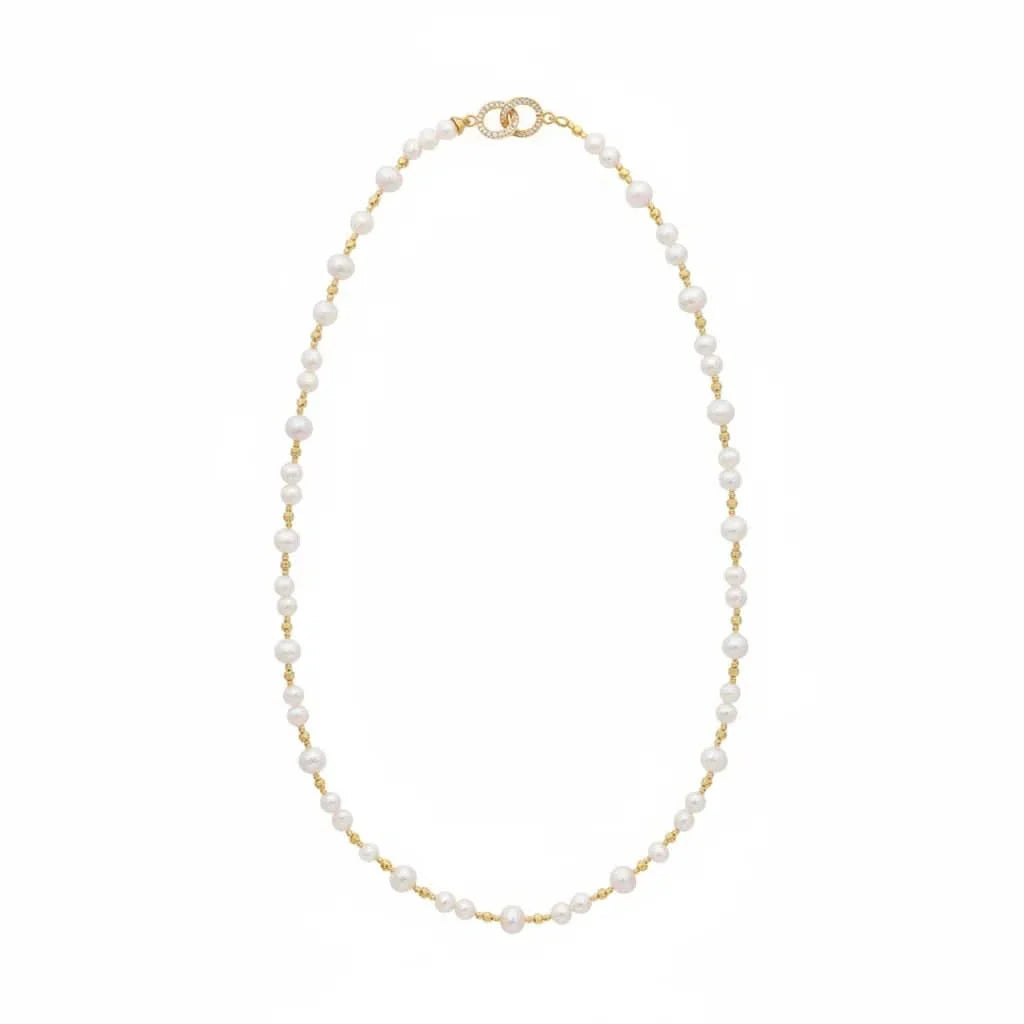 Silver & Gold Long Pearl Chain Necklace ✨