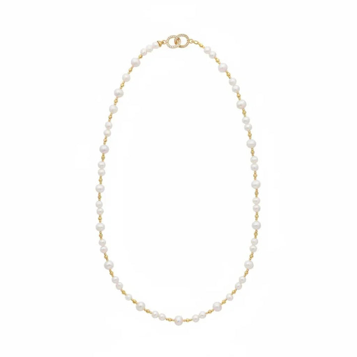 Silver & Gold Long Pearl Chain Necklace ✨