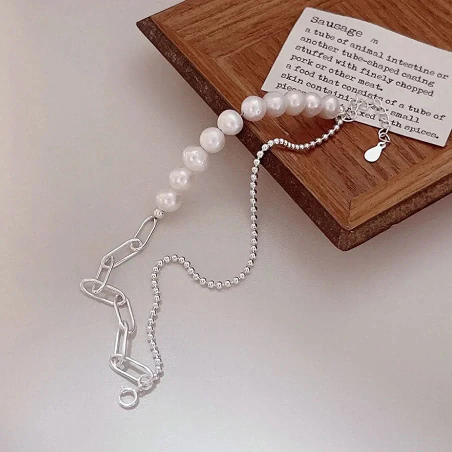 Silver Layered Graduated Freshwater Pearl Bracelet