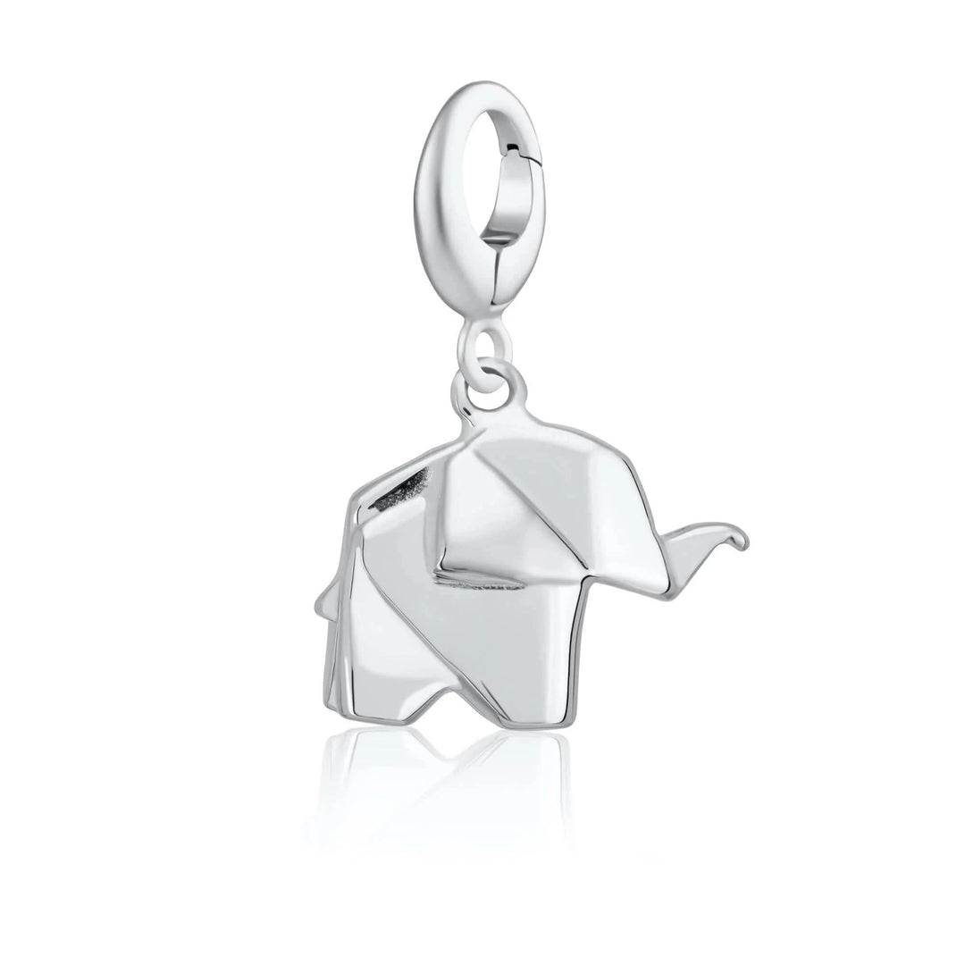 Silver Origami Elephant Charm CSOEL