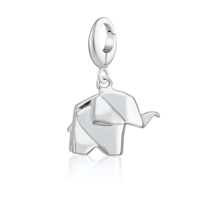 Silver Origami Elephant Charm CSOEL