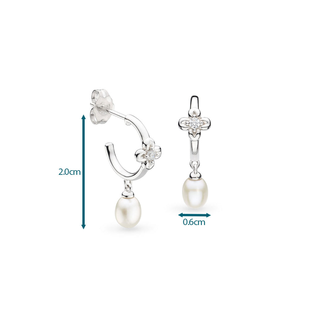 Pearl earrings with silver hooks on a white background