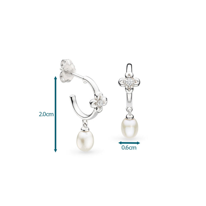 Pearl earrings with silver hooks on a white background