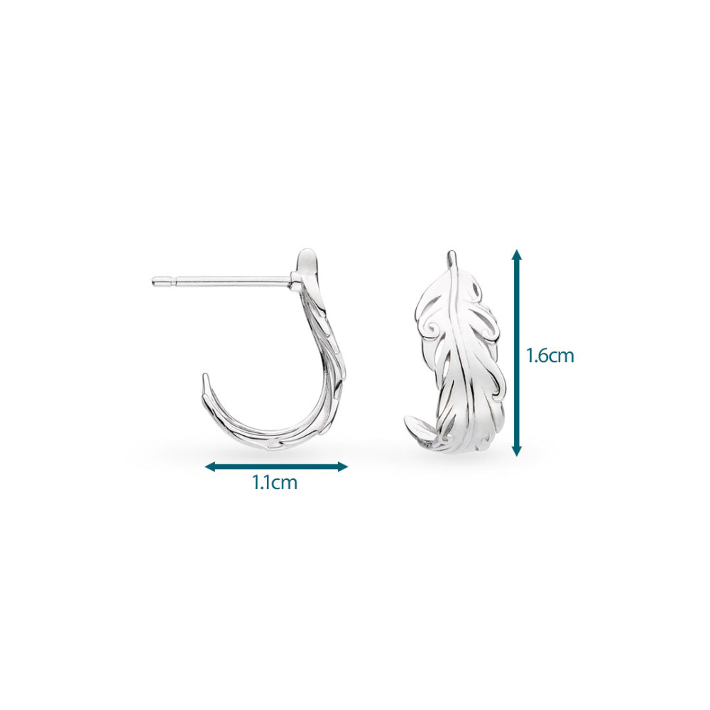 Kit Heath Feather Wisp Rhodium Plated Semi Hoop Stud Earrings 60315RP