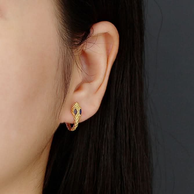 Small and Dainty Snake Hoops Earrings