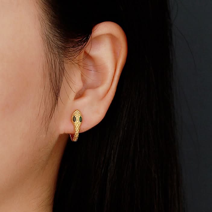 Small and Dainty Snake Hoops Earrings