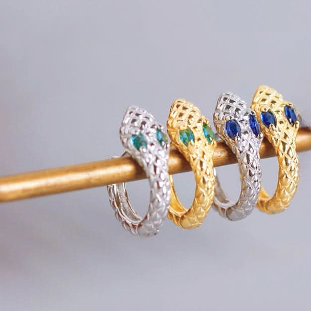 Small and Dainty Snake Hoops Earrings