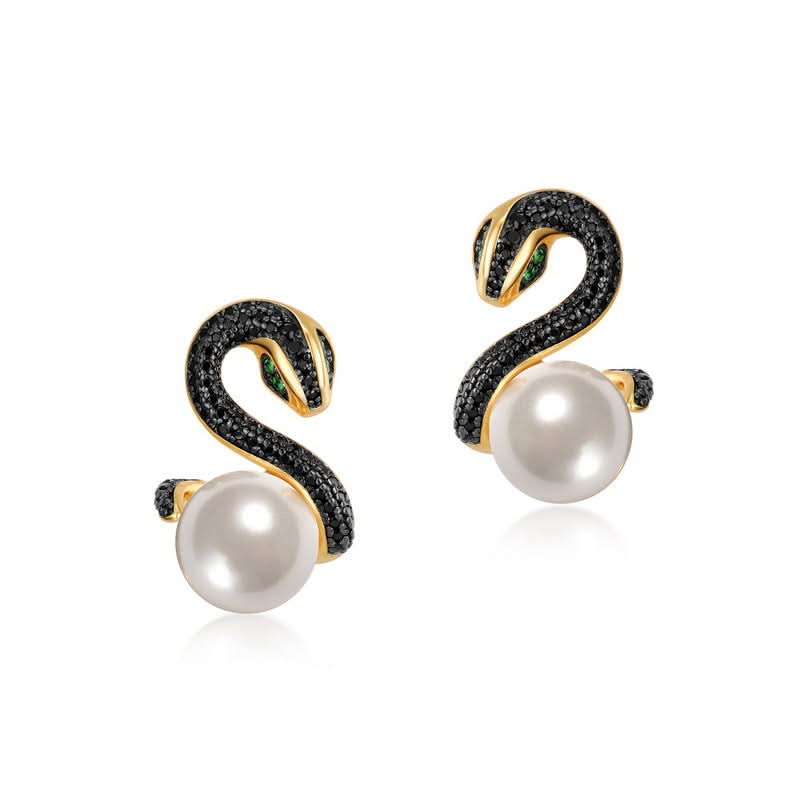 Snake Pearl Earrings – Gothic Glamour in Gold & Silver