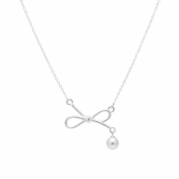 Sterling Silver Bow Freshwater Pearl Necklace