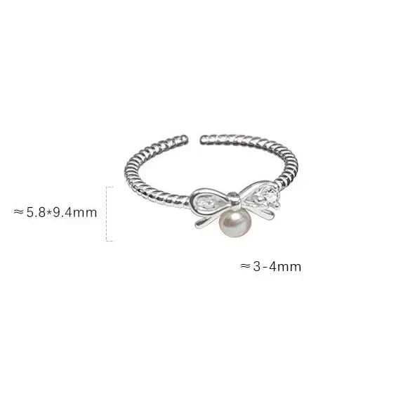 Sterling Silver Bow Freshwater Pearl Ring 🌸
