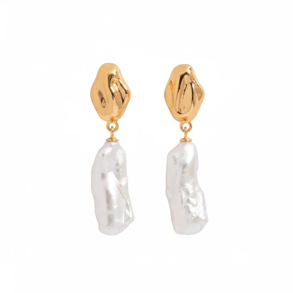 Stick Baroque Pearl Stud Earrings