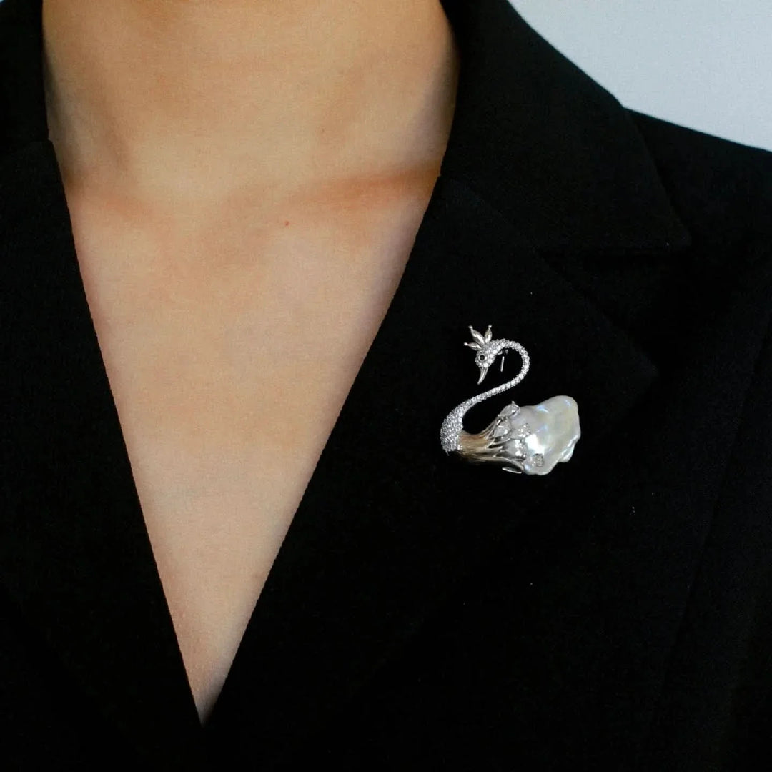 Swan Baroque Pearl Brooch
