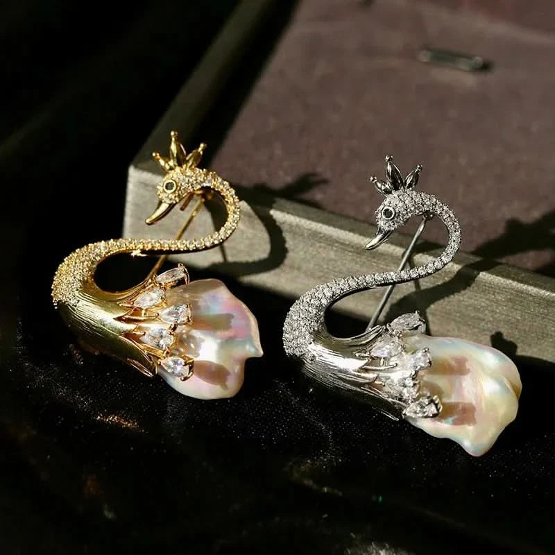 Swan Baroque Pearl Brooch