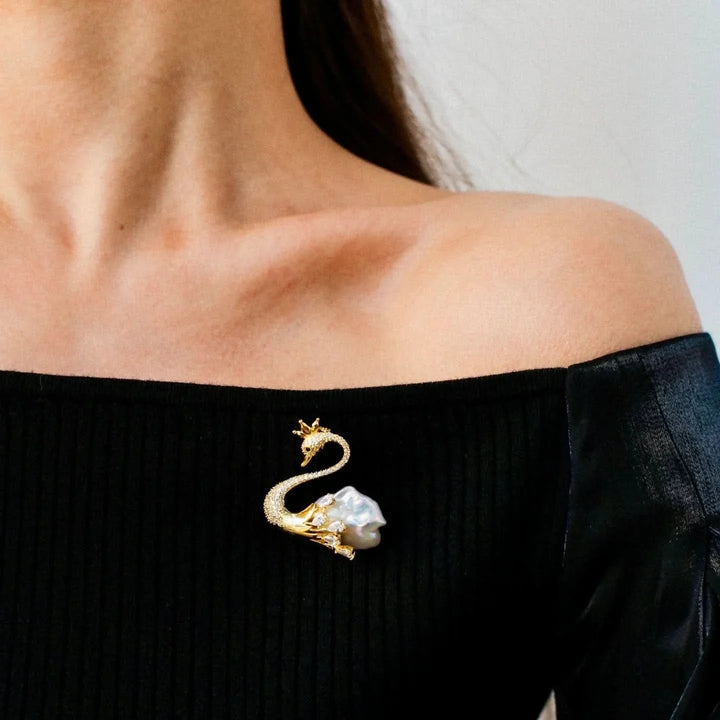 Swan Baroque Pearl Brooch