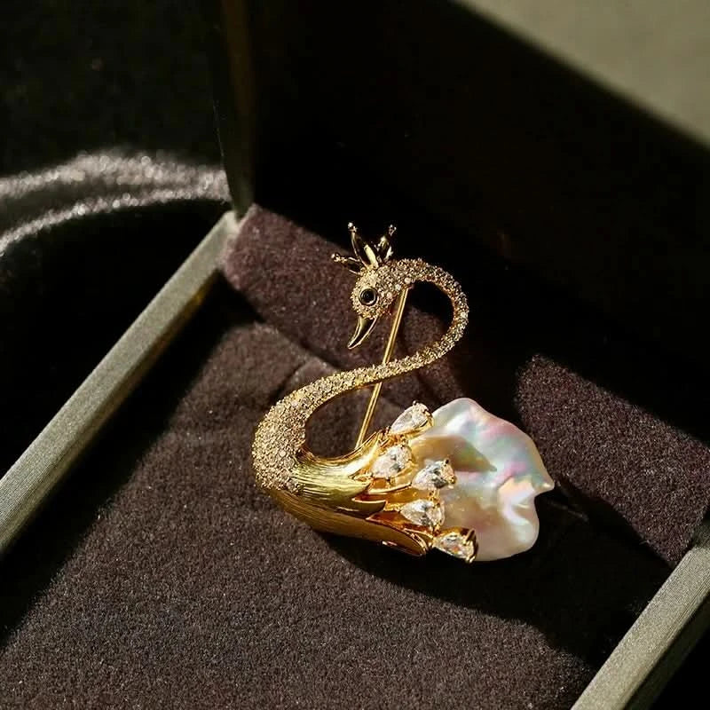 Swan Baroque Pearl Brooch