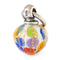Multicolored glass charm with silver top on a white background