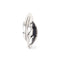 Silver feather-shaped charm on a white background